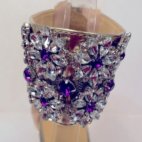 Elegant Gold Rhinestone Embellished Women's Heels Size 37 EUC - Picture 6 of 7